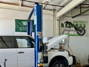 Land Rover Service Underway on a White Range Rover